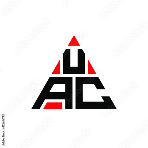 UAC triangle letter logo design with triangle shape. UAC triangle logo design monogram. UAC triangle vector logo template with red color. UAC triangular logo Simple, Elegant, and Luxurious Logo. UAC  photo