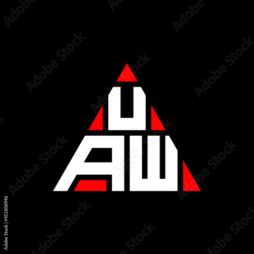 UAW triangle letter logo design with triangle shape. UAW triangle logo design monogram. UAW triangle vector logo template with red color. UAW triangular logo Simple, Elegant, and Luxurious Logo. UAW © mamun25g