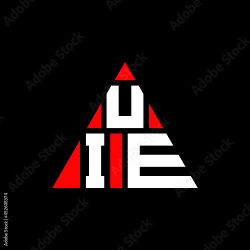 UIE triangle letter logo design with triangle shape. UIE triangle logo design monogram. UIE triangle vector logo template with red color. UIE triangular logo Simple, Elegant, and Luxurious Logo. UIE © mamun25g