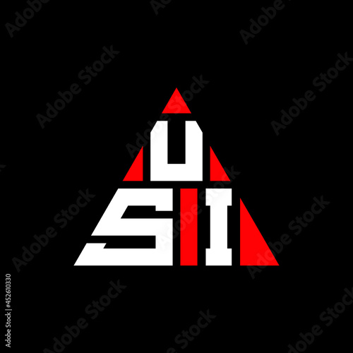 USI triangle letter logo design with triangle shape. USI triangle logo design monogram. USI triangle vector logo template with red color. USI triangular logo Simple, Elegant, and Luxurious Logo. USI 