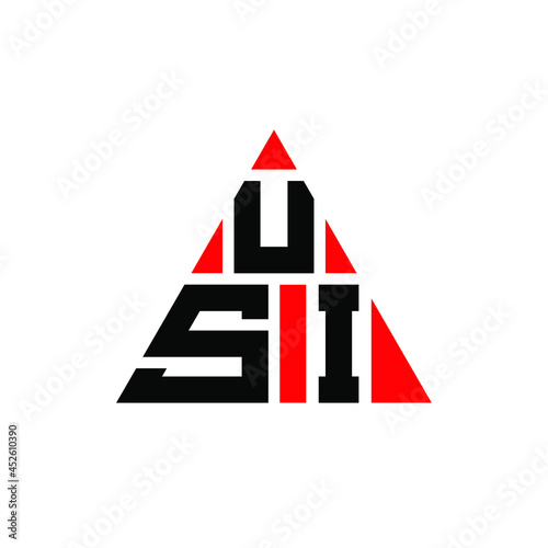 USI triangle letter logo design with triangle shape. USI triangle logo design monogram. USI triangle vector logo template with red color. USI triangular logo Simple, Elegant, and Luxurious Logo. USI 