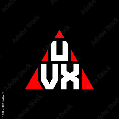 UVX triangle letter logo design with triangle shape. UVX triangle logo design monogram. UVX triangle vector logo template with red color. UVX triangular logo Simple, Elegant, and Luxurious Logo. UVX © mamun25g