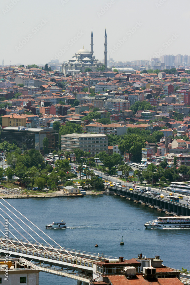 The view of the city Istanbul from the Galata tower