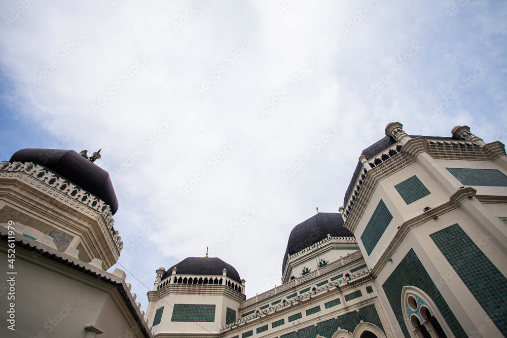 Masjid Raya Al-Mashun, The grand mosque of Medan City. Landmark and the biggest mosque in Medan, North Sumatra, Indonesia.