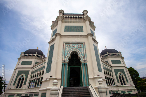 Masjid Raya Al-Mashun, The grand mosque of Medan City. Landmark and the biggest mosque in Medan, North Sumatra, Indonesia. photo