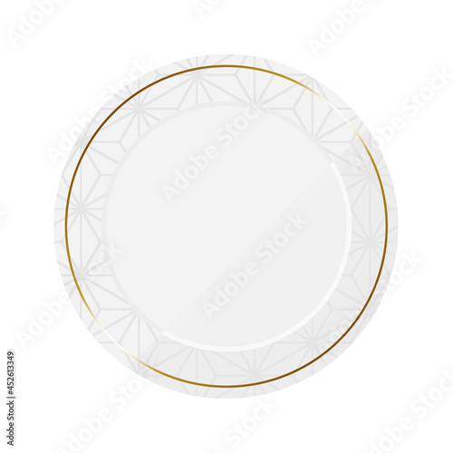 お皿フレーム　ホワイト＆ゴールド　麻の葉模様