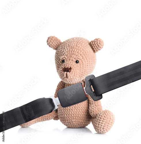 Toy bear and car seat belt ...