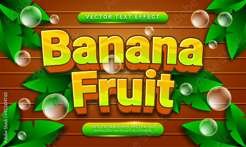 Banana fruit editable text style effect themed natural fruit