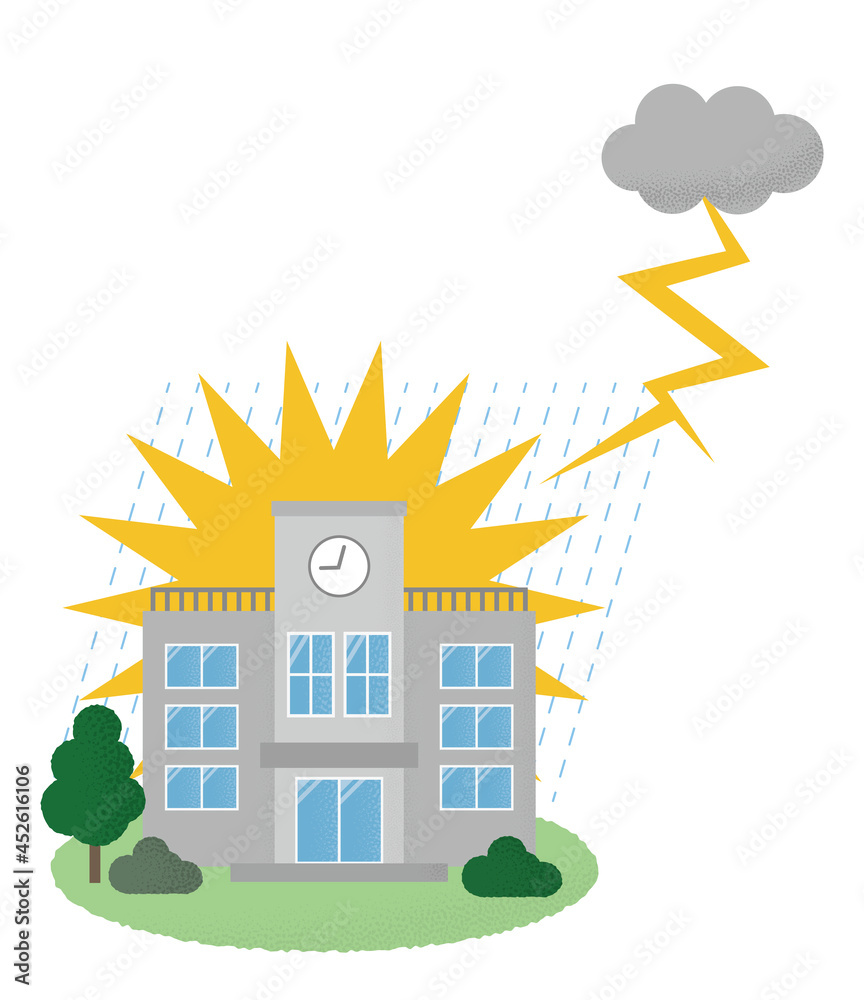 落雷の被害に遭う学校のベクターイラスト Stock Vector | Adobe Stock