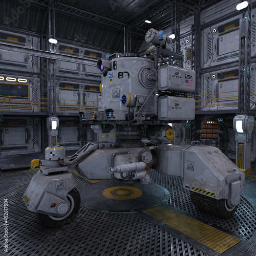 Fotografie, Obraz 3D-illustration of a load room in a science fiction starship