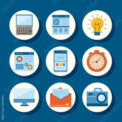 nine web design icons
