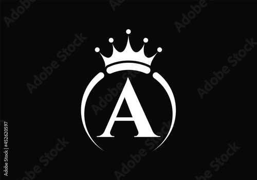 Initial A monogram alphabet with a crown. Royal, King, queen luxury symbol. Font emblem. Modern luxury brand element sign. Vector illustration.
