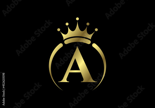 Canvas Print Initial A monogram alphabet with a crown
