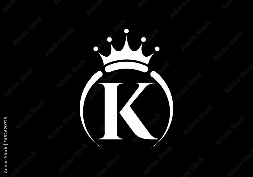 Initial K monogram alphabet with a crown. Royal, King, queen luxury ...
