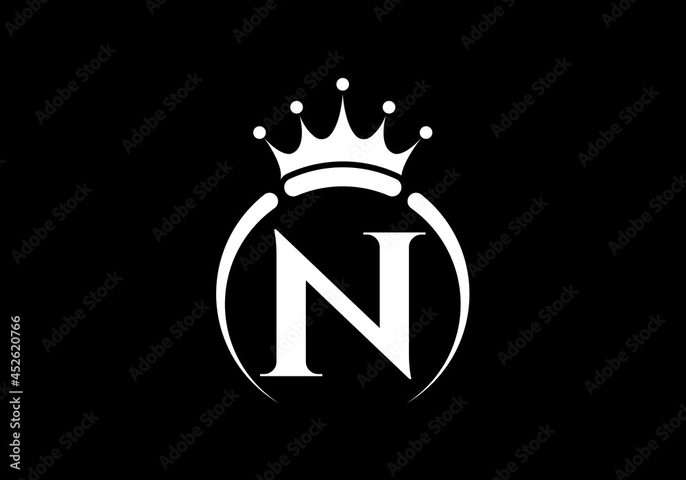 Initial N monogram alphabet with a crown. Royal, King, queen luxury symbol. Font emblem. Modern luxury brand element sign. Vector illustration. Initial N monogram alphabet with a crown. Royal, King, queen luxury symbol. Font emblem. Modern luxury brand element sign. Vector illustration.