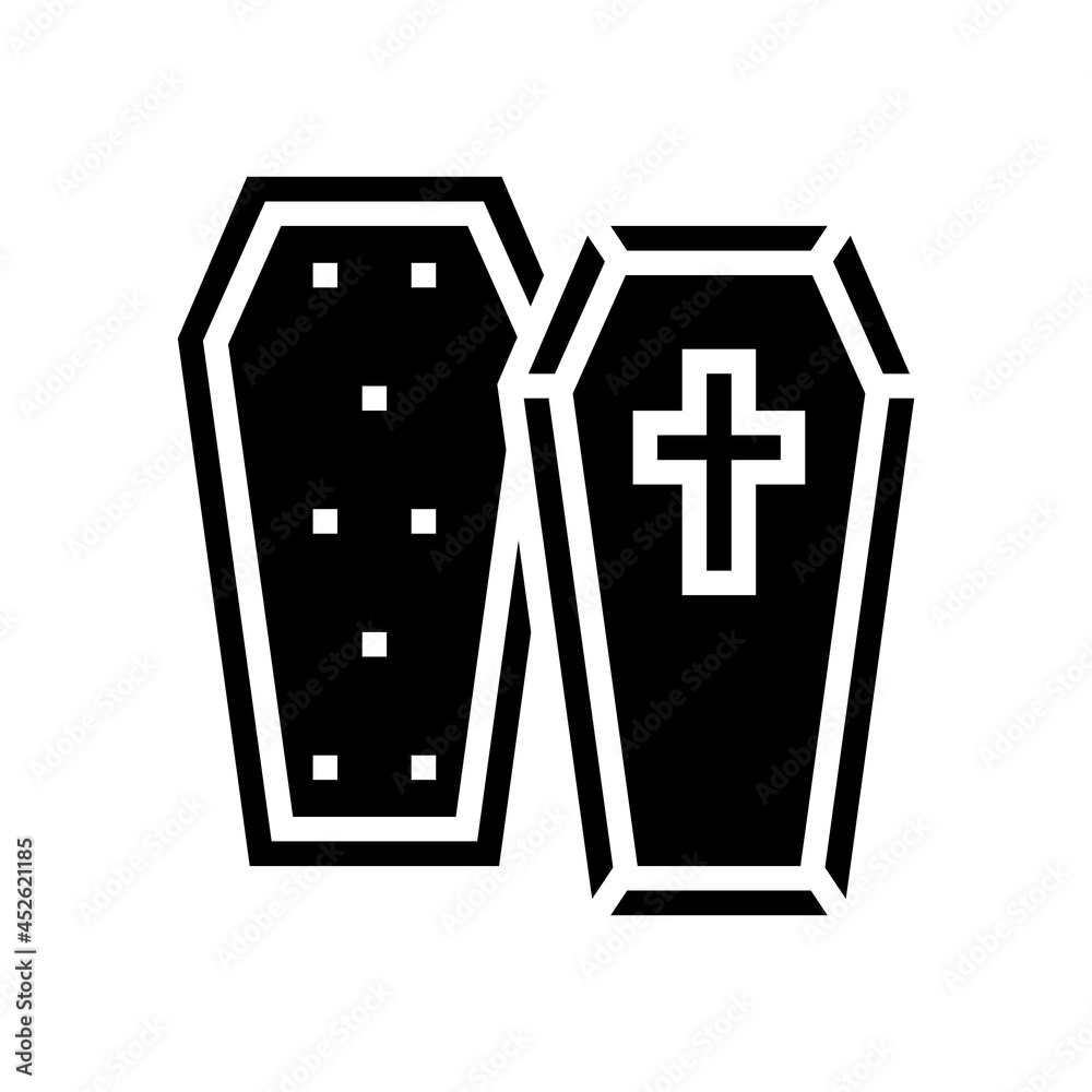 coffin halloween glyph icon vector. coffin halloween sign. isolated contour symbol black illustration