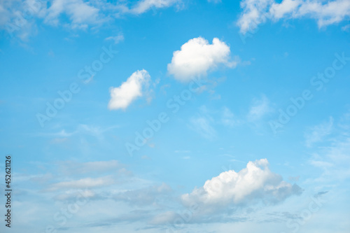 Blue sky and white cloud on daytime background on nature  beautiful scenic sky nature view  clouds on half photo wallpaper  abstract atmosphere of high outdoors to freedom of lifestyle for creative 