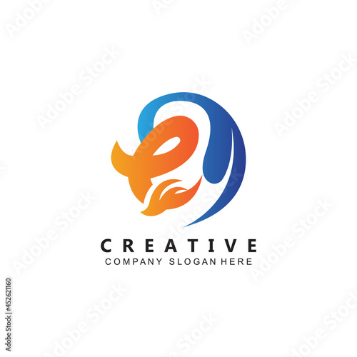 letter E logo vector with gradient color, icon concept