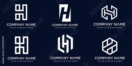 set of creative letter h logo design template photo