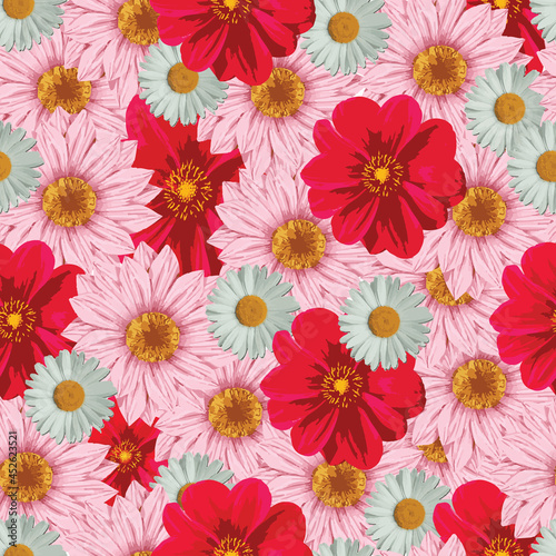 Seamless floral pattern. Repeat colorful flower background. Vector and illustration design.  