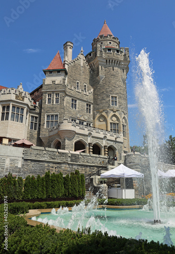 Casa Loma tower and fountain - vertical, 1914 - Toronto, Canada