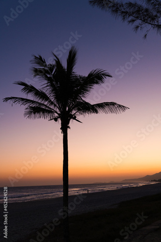 Sunset at Saquarema Beach in Rio de Janeiro, Brazil. Famous for waves and surfing. © Diego