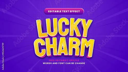 Lucky charm editable text effect in modern 3d style