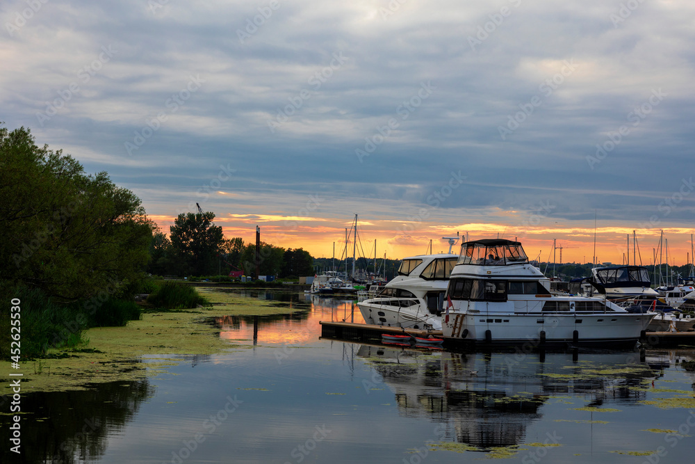 sunset on a bay on Lake Ontario at Pickering