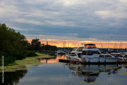 sunset on a bay on Lake Ontario at Pickering © Bugu