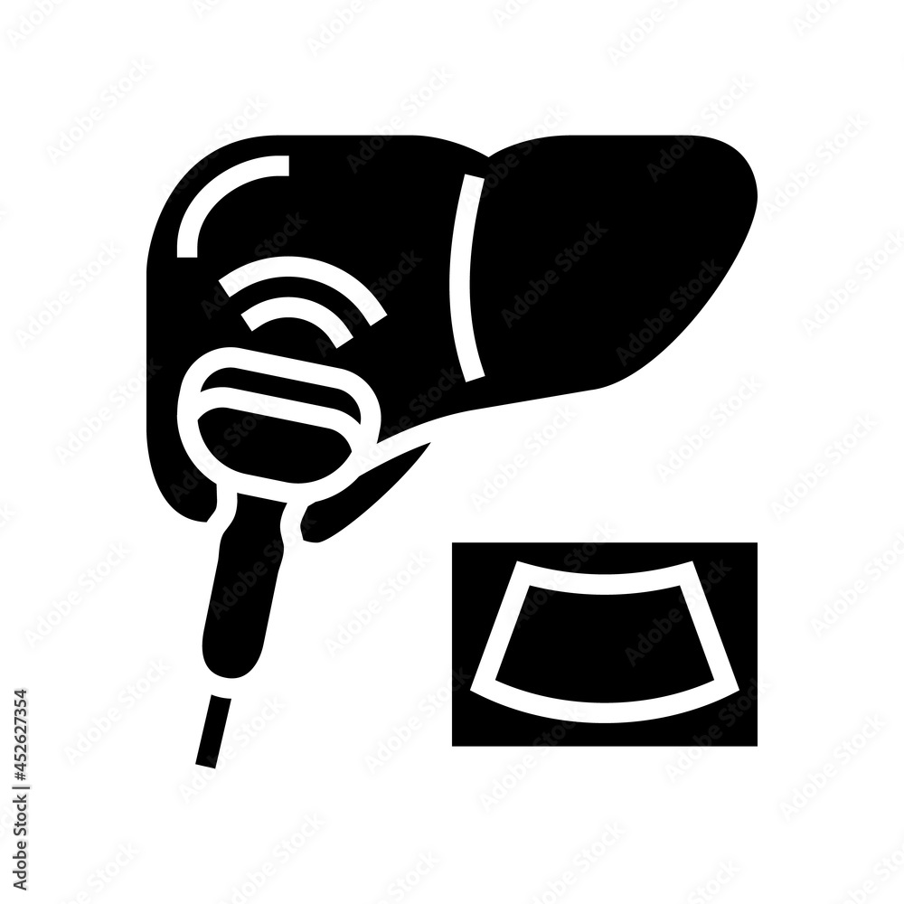 ultrasound liver glyph icon vector. ultrasound liver sign. isolated contour symbol black illustration ultrasound liver glyph icon vector. ultrasound liver sign. isolated contour symbol black illustration