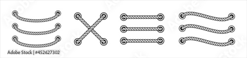 Rope lace vector design set. Shoe lace vector illustration set. Isolated in white background