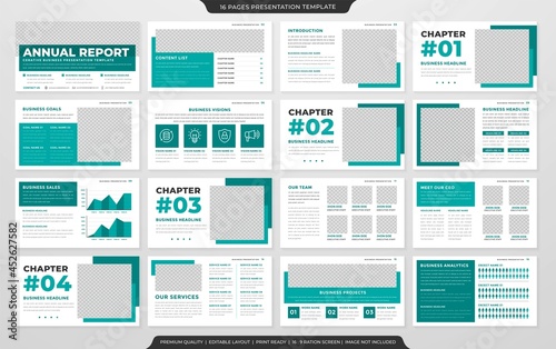 set of business presentation simple style with clean and simple layout use for business annual report