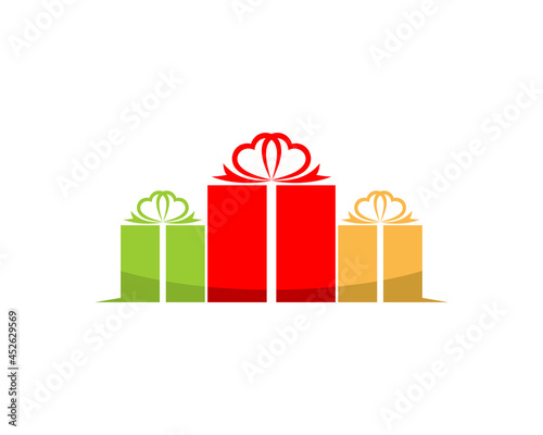 Gift box with red green and yellow color