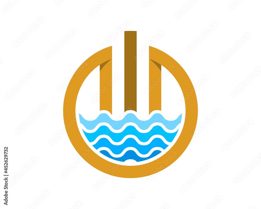 Abstract power button with beach wave inside Abstract power button with beach wave inside