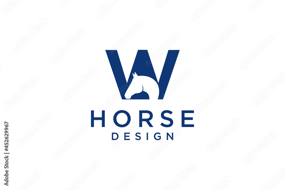 The logo design with the initial letter W is combined with a modern and professional horse head symbol The logo design with the initial letter W is combined with a modern and professional horse head symbol