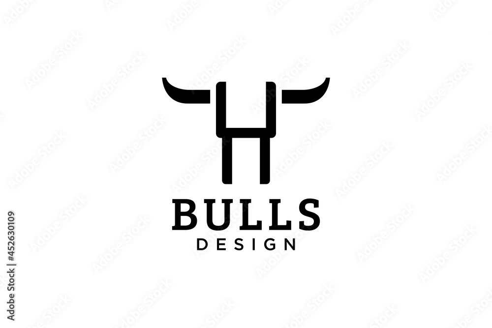 Letter H logo, Bull logo,head bull logo, monogram Logo Design Template Element