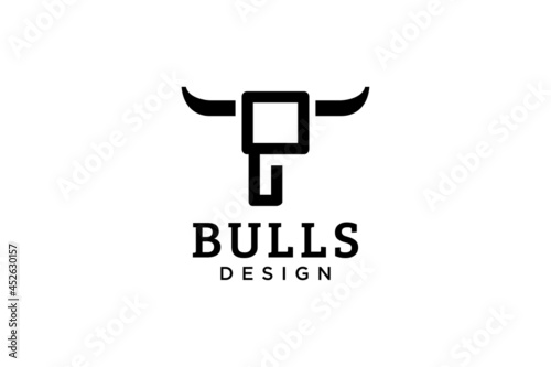 Letter P logo  Bull logo head bull logo  monogram Logo Design Template Element