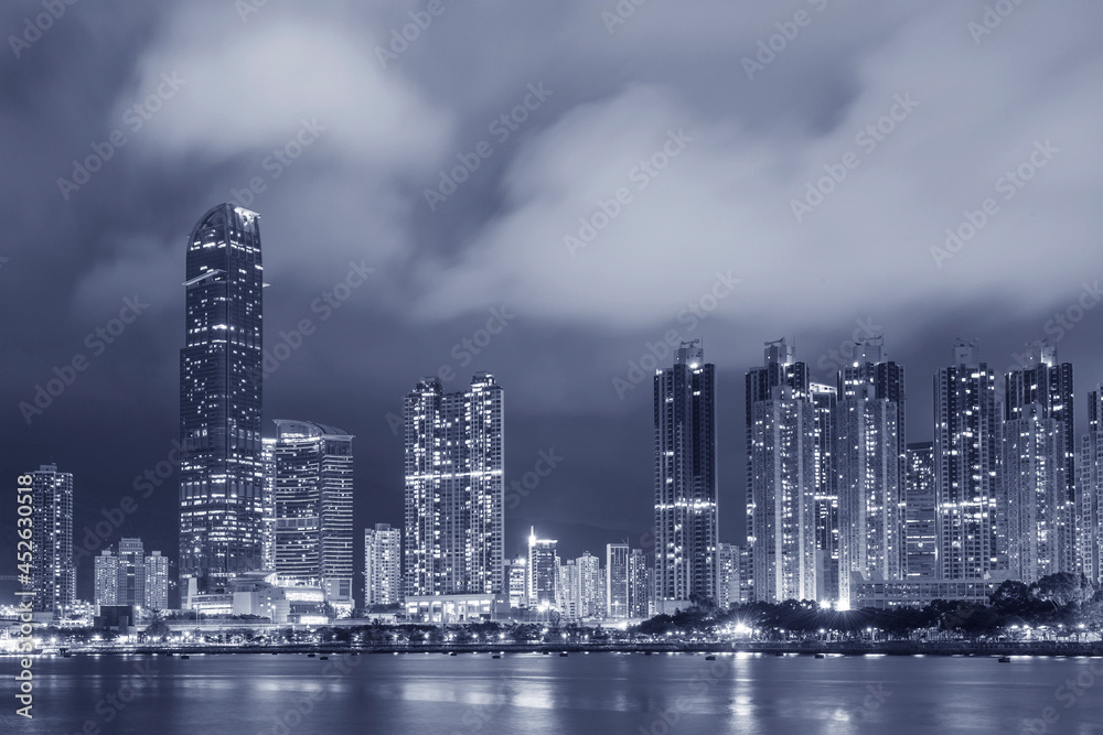 Skyline and harbor of Hong Kong city at night Skyline and harbor of Hong Kong city at night