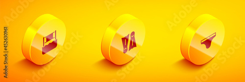 Set Isometric Water volleyball net, Flippers for swimming and Swimming trunks icon. Vector