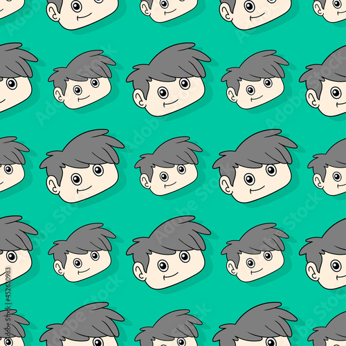 handsome boy seamless repeat pattern. background illustration