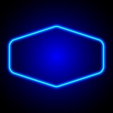 Neon blue abstract background with glowing frame, vector illustration.