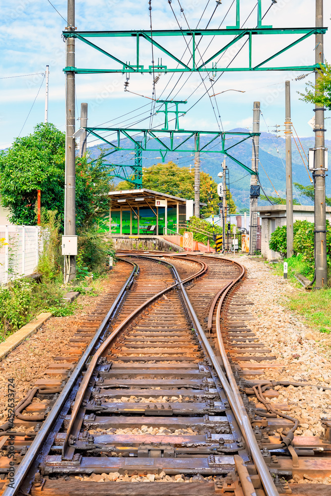 railway track of the Hakone Tozan railway in Hakone, Japan. railway track of the Hakone Tozan railway in Hakone, Japan.