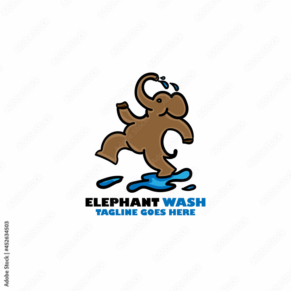 elephant wash design logo vector. elephan cartoon character elephant wash design logo vector. elephan cartoon character