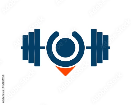 Pin location with healthy people and gym barbell