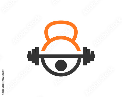 Gym kettle bell with people lifting dumbbell in the middle