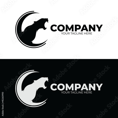 Set of panther roaring logo design inspiration