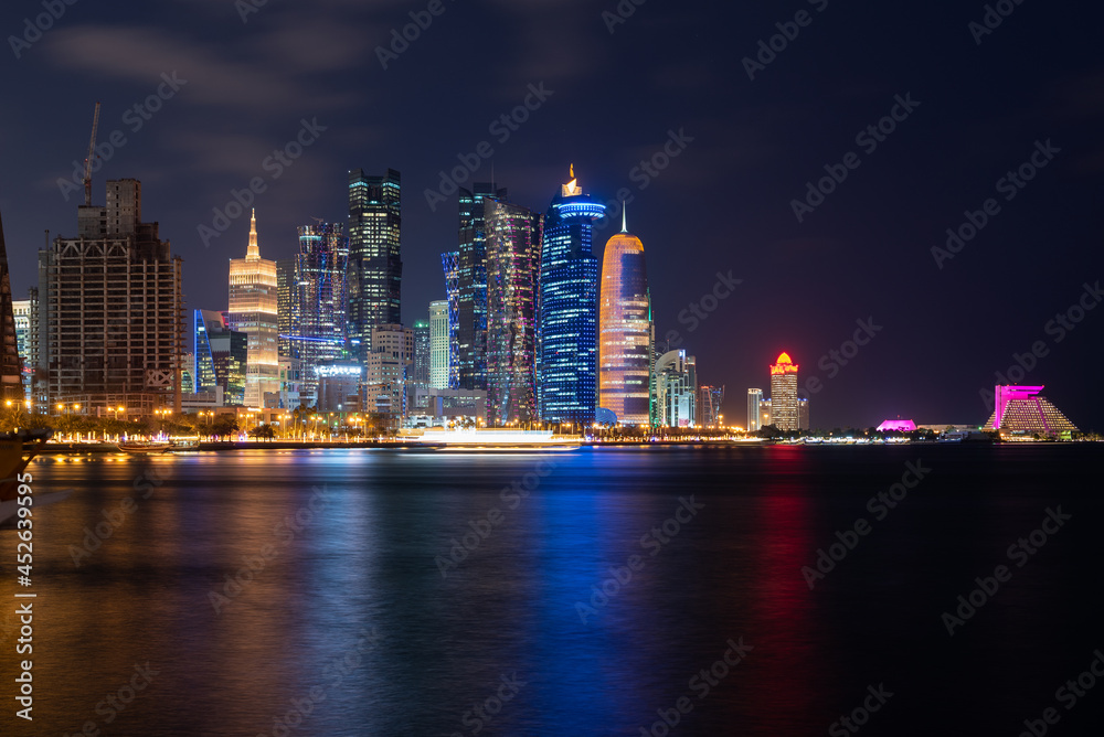 Doha city at night, Qatar, Middle East