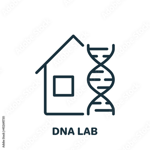 Science Lab Research Dna Line Icon. Laboratory for Genetic or Microbiological Analysis Linear Pictogram. Home DNA Testing Outline Icon. Editable Stroke. Isolated Vector Illustration