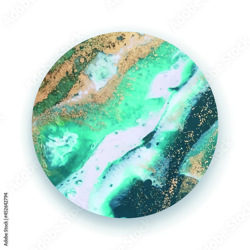 Vector . Marble design templates. Ultramarine , white and gold colors. Use as a backdrop for icons, text or your personal design. Highlight covers backgrounds. 
Abstraction the resinart effect.