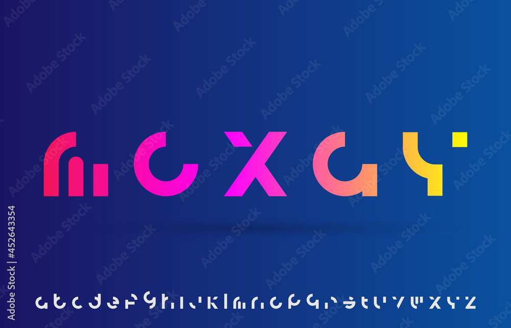 gradient color minimalist flat alphabet letters logo design - obrazy, fototapety, plakaty 
